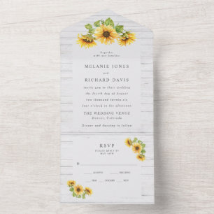 Rustic Country Sunflower Wedding All In One Uitnodiging