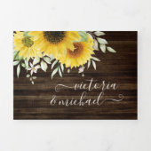 Rustic Country Sunflower Wedding Drieluik Uitnodiging (Cover)