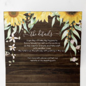 Rustic Country Sunflower Wedding Drieluik Uitnodiging (Binnenzijde eerst)