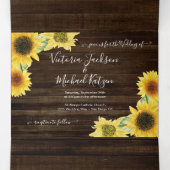 Rustic Country Sunflower Wedding Drieluik Uitnodiging (Binnenkant midden)