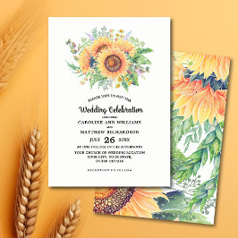 Rustic Country Sunflower Wedding Invitting Kaart