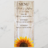 Rustic Country Sunflower Wedding Menu (Voorkant)