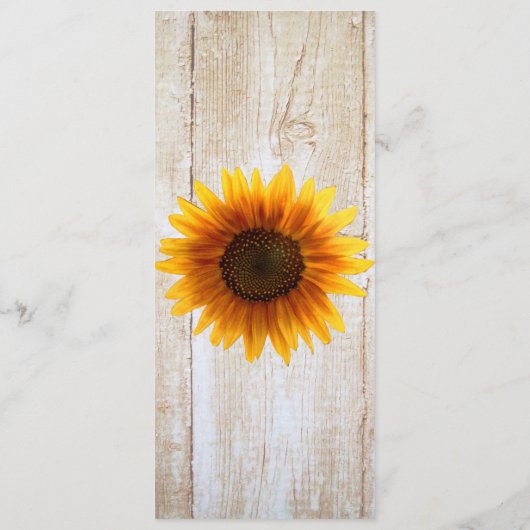 Rustic Country Sunflower Wedding Menu (Achterkant)