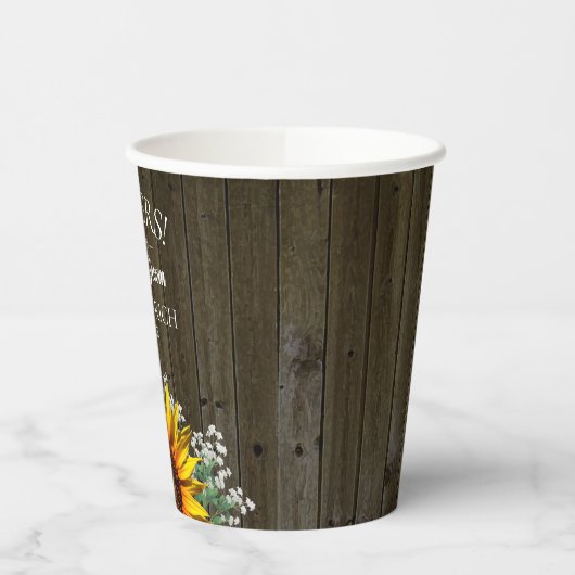 Rustic Country Sunflower Wedding Papieren Bekers (Links)