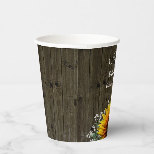 Rustic Country Sunflower Wedding Papieren Bekers (Rechts)