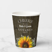 Rustic Country Sunflower Wedding Papieren Bekers (Voorkant)