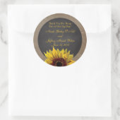 Rustic Country Sunflower Wedding Ronde Sticker (Tas)