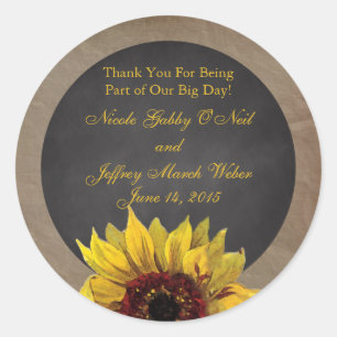 Rustic Country Sunflower Wedding Ronde Sticker