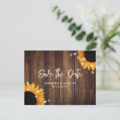 Rustic Country Sunflower Wedding Save the Date Briefkaart (Staand voorkant)