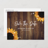 Rustic Country Sunflower Wedding Save the Date Briefkaart (Voorkant / Achterkant)