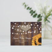Rustic Country Sunflower Wedding Save the Date Briefkaart (Staand voorkant)