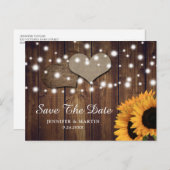 Rustic Country Sunflower Wedding Save the Date Briefkaart (Voorkant / Achterkant)