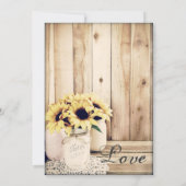 Rustic Country Sunflowers Mason Jar Wedding Invić Kaart (Achterkant)
