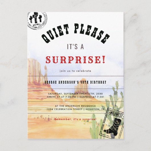 Rustic Country Surprise verjaardagsfeestje uitnodi Uitnodiging Briefkaart (Voorkant)