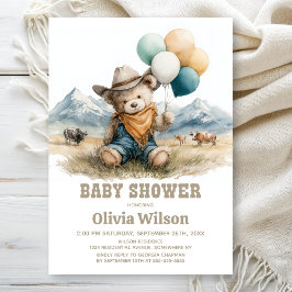 Rustic Country Teddy Bear Baby Shower Invitation Kaart