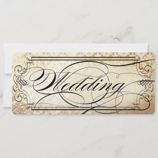 Rustic Country Ticket Typography Wedding Invites Kaart (Achterkant)
