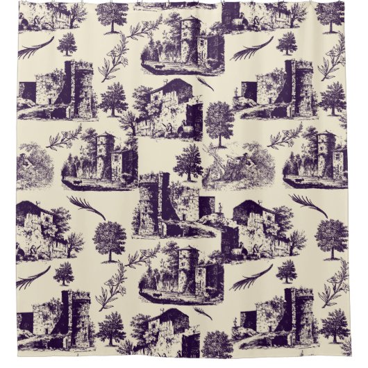 Rustic Country Toile Douchegordijn (Voorkant)
