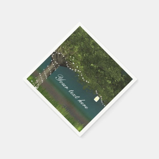 Rustic Country Tree String Lights Wedding Napkins Servetten (Hoek)