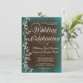 Rustic Country Turquoise Brown Wedding Invitations Kaart (Staand voorkant)