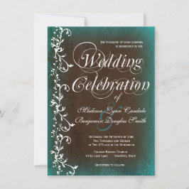 Rustic Country Turquoise Brown Wedding Invitations Kaart