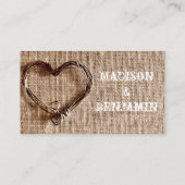 Rustic Country Twine Heart Wedding Place Kaarten Plaatskaartje (Achterkant)