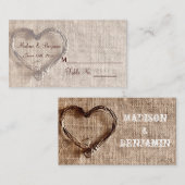 Rustic Country Twine Heart Wedding Place Kaarten Plaatskaartje (Voorkant / Achterkant)