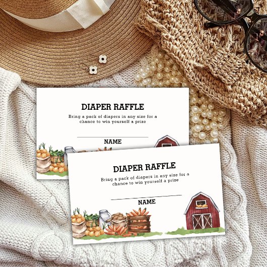 Rustic Country Veggie Luier Raffle Baby shower Informatiekaartje