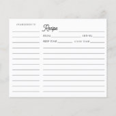 Rustic Country Vrijgezellenfeest Recept Kaart Blad (Achterkant)