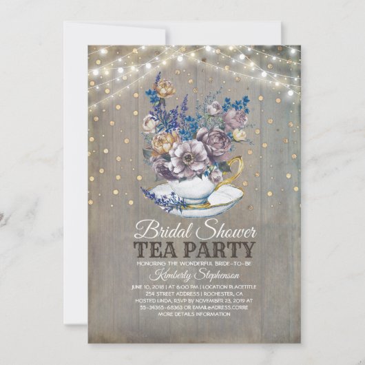 Rustic Country Vrijgezellenfeest Tea Party Kaart (Voorkant)