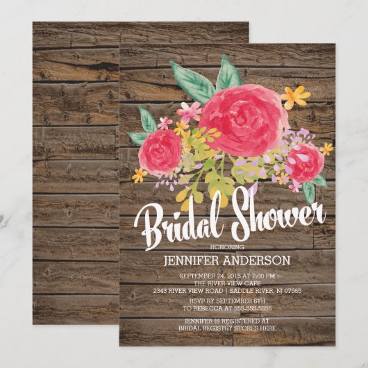 Rustic Country Waterverf Flowers Vrijgezellenfeest Kaart (Voorkant / Achterkant)