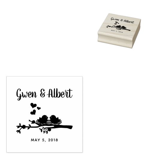 Rustic country Weddenschap vogels Couple Nest Rubberstempel (Gestempeld)