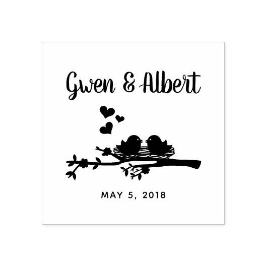 Rustic country Weddenschap vogels Couple Nest Rubberstempel (Afrduk)