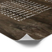 Rustic Country Wedding 25 Table Chart Poster (Hoek)