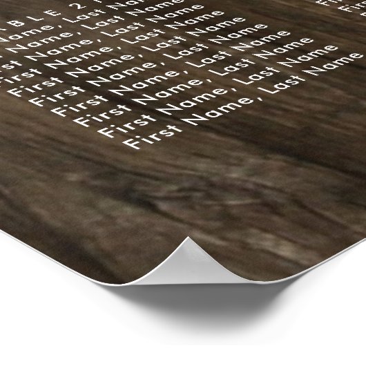 Rustic Country Wedding 25 Table Chart Poster (Hoek)