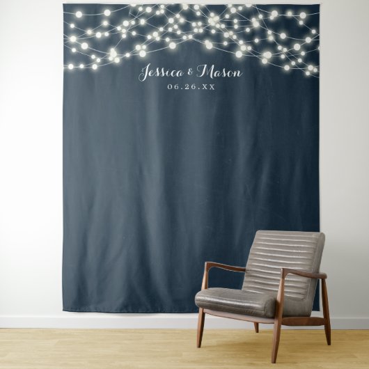 Rustic Country Wedding Backdrop Foto Booth Lights Wandkleed (In situ)