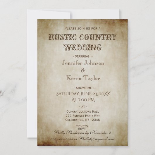 Rustic Country Wedding Distress  Kaart (Voorkant)
