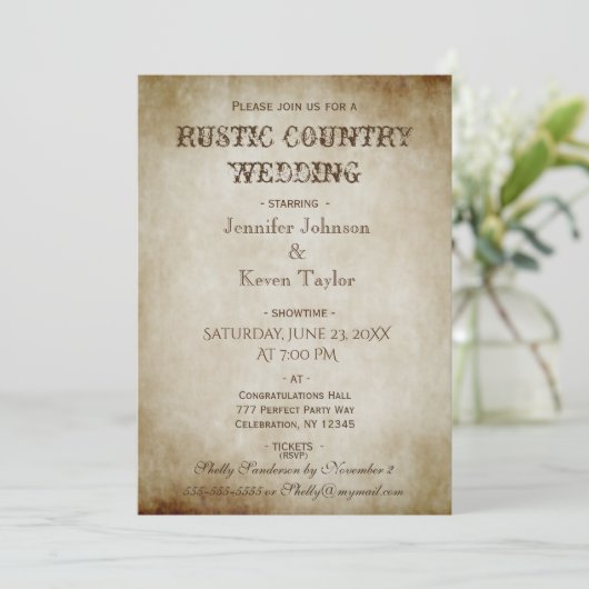 Rustic Country Wedding Distress  Kaart (Staand voorkant)
