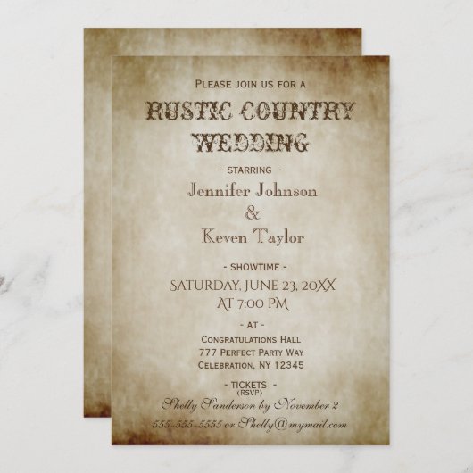 Rustic Country Wedding Distress  Kaart (Voorkant / Achterkant)