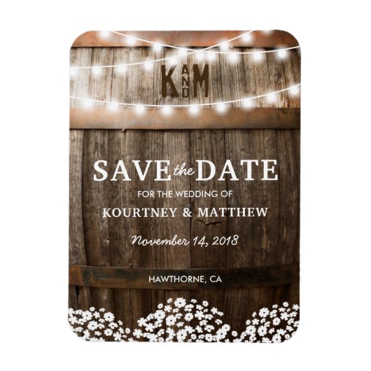 Rustic country Wedding Fridge Save the Date Magneet (Verticaal)
