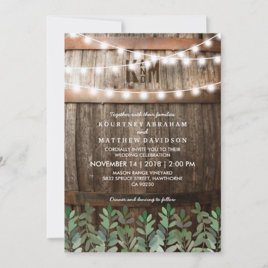 Rustic Country Wedding | Greenery Leaves Kaart (Voorkant)