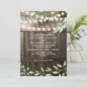 Rustic Country Wedding | Greenery String Lights Kaart (Staand voorkant)