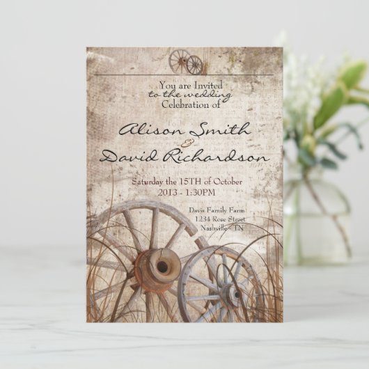 Rustic country wedding invitation kaart (Staand voorkant)