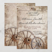 Rustic country wedding invitation kaart (Voorkant / Achterkant)