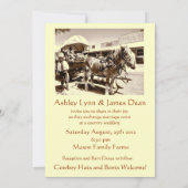 Rustic Country Wedding Invitations Horses Wagon Kaart (Achterkant)