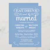 Rustic Country Wedding Invitations - Pastel Blue Kaart (Voorkant / Achterkant)