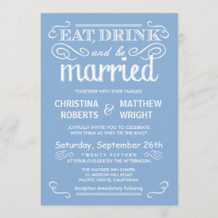 Rustic Country Wedding Invitations - Pastel Blue Kaart