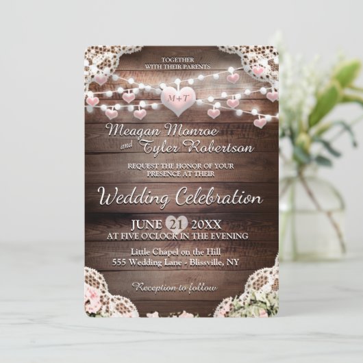 Rustic Country Wedding Kaart (Staand voorkant)