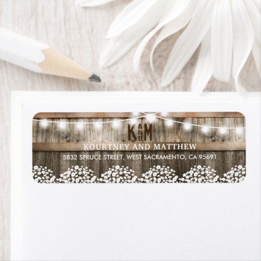 Rustic Country Wedding | Koord van lichten Etiket (Insitu)