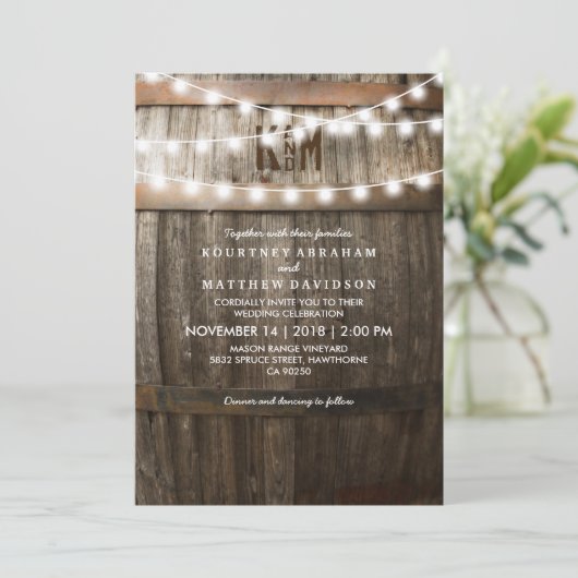 Rustic Country Wedding | Koord van lichten Kaart (Staand voorkant)