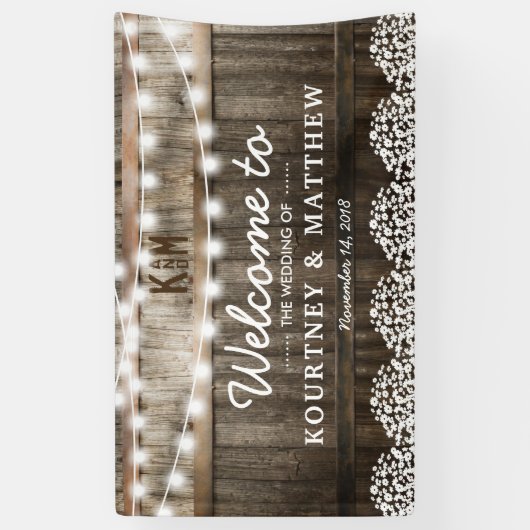 Rustic Country Wedding | Koord van lichten Spandoek (Verticaal)